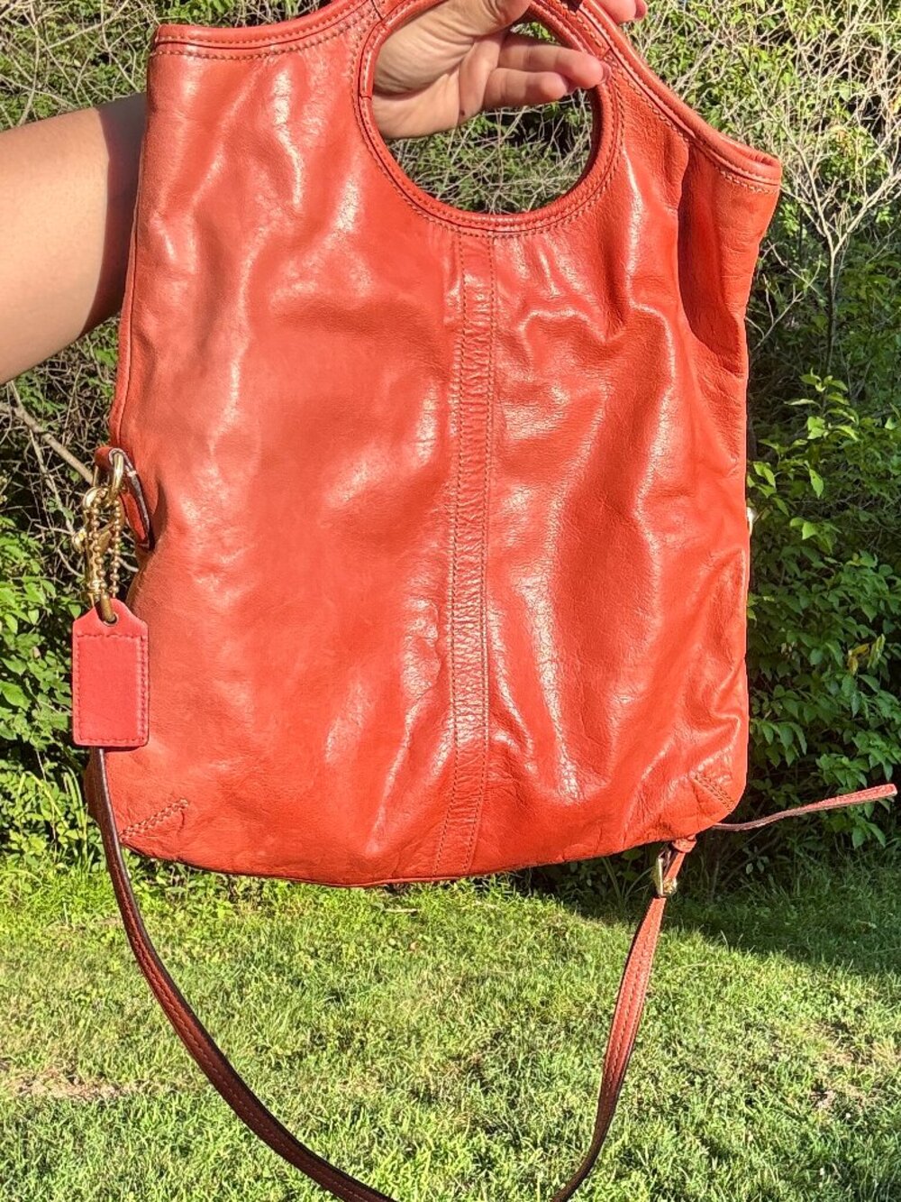 Coach Ergo Leather Tote 12250 Coral Kisslock Crossbody Shoulder Bag Clutch - Picture 3 of 12